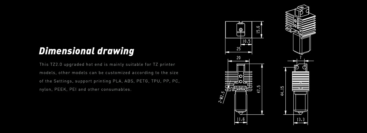 Details of TZ2.0 Hotend Upgrade for Bambu Lab X1 or P1 Series