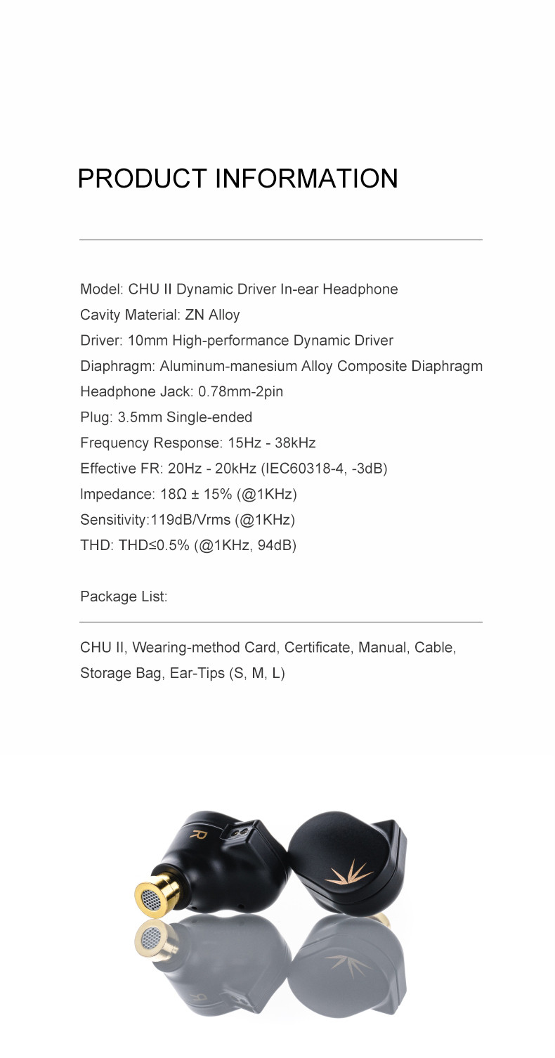 Details of Moondrop Chu II 10mm Dynamic Driver In-ear Monitor