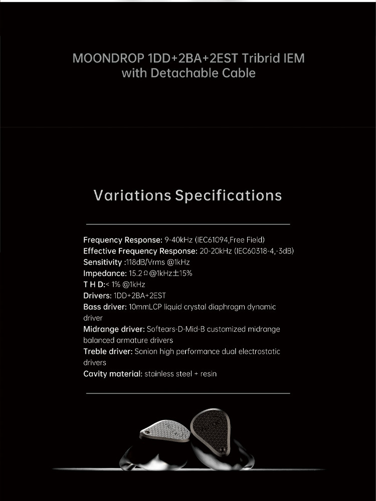 Details of Moondrop Variations 1DD 2BA 2EST In-ear Monitor
