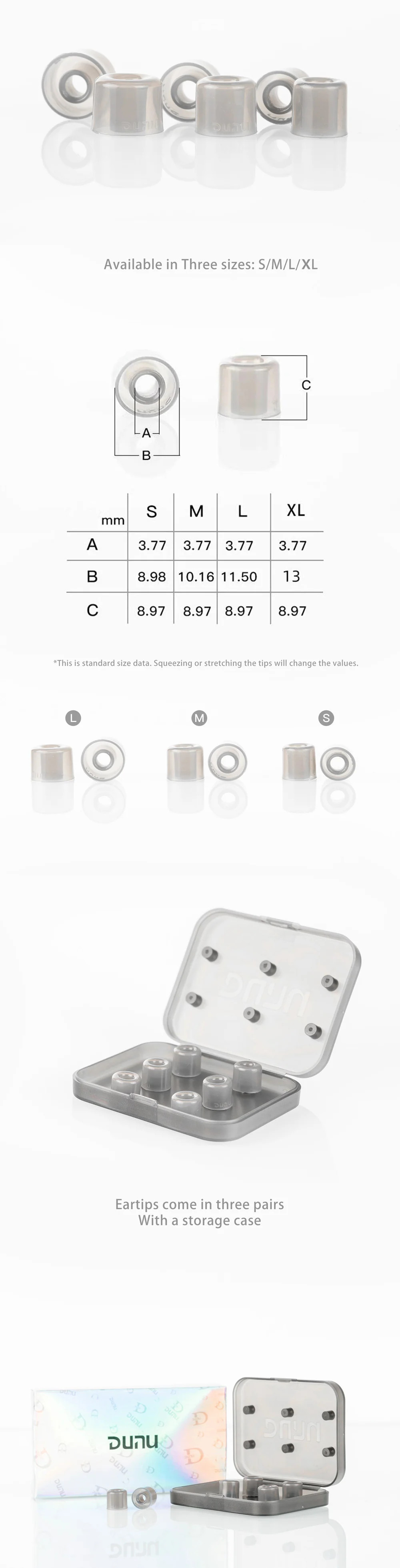 Details of Dunu Stage & Studio Silicone Eartips 3-pairs