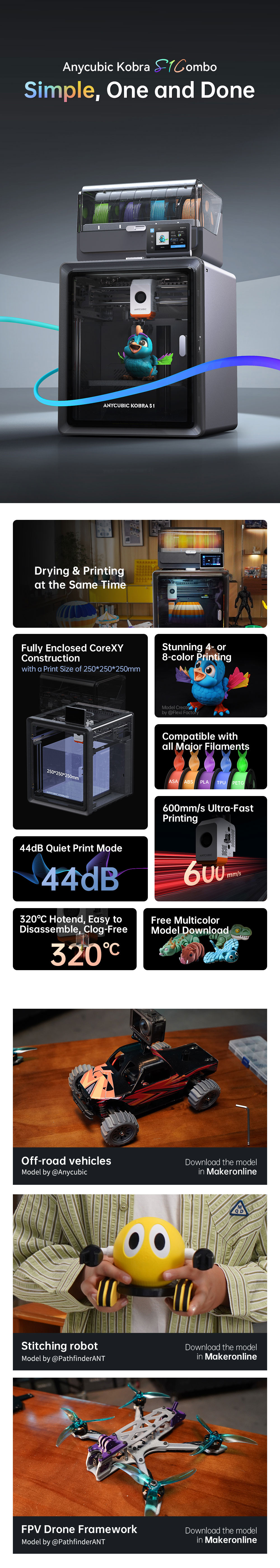 Details of Anycubic Kobra S1 FDM 3D Printer