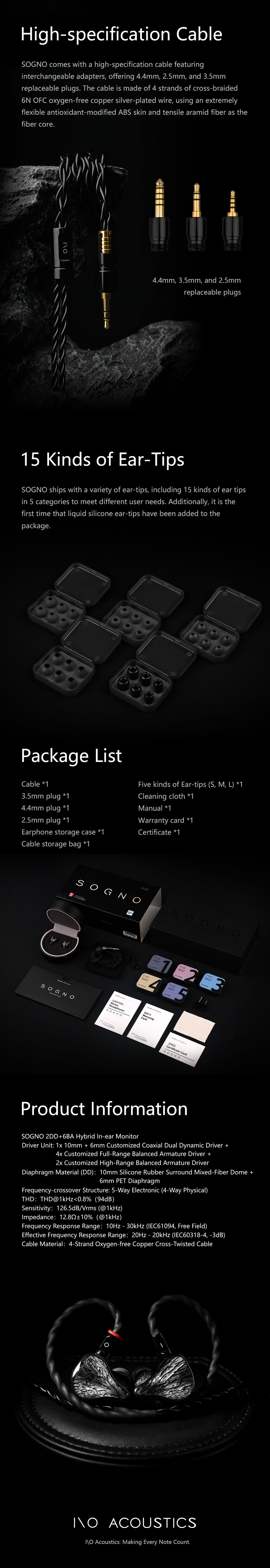 Details of I\O Audio Sogno 2DD 6BA In-ear Monitor