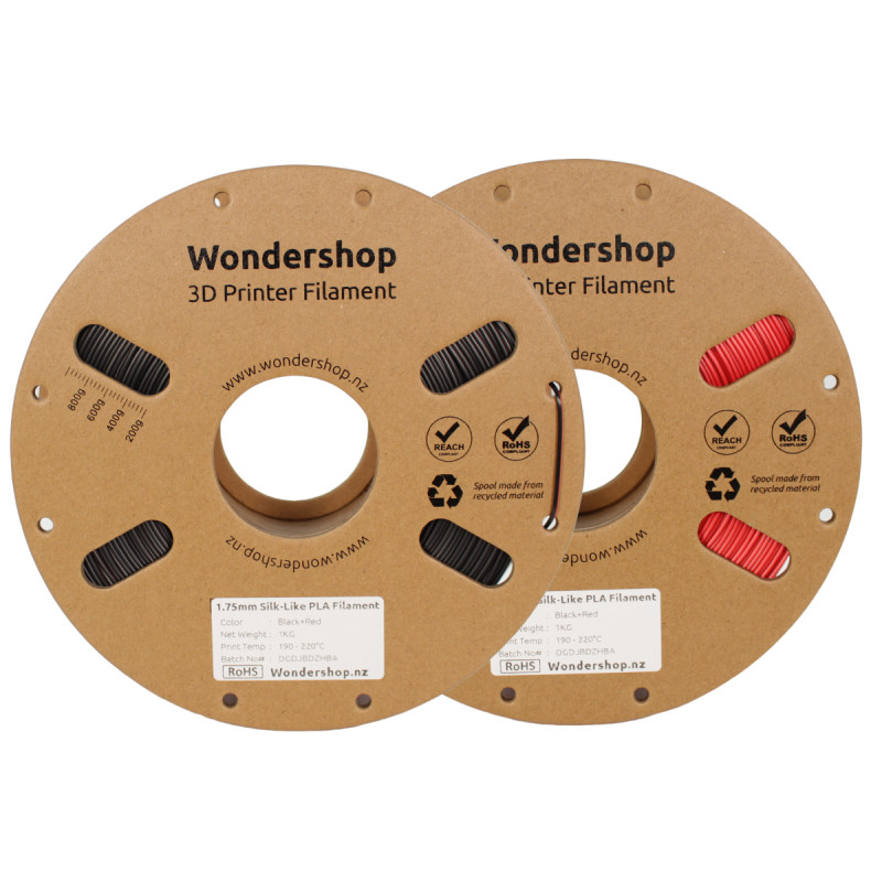 PLA Silk-Like Dual-Color Filament 1.75mm 1kg - Black & Red - Wondershop