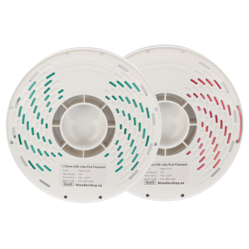PLA Silk-Like Dual-Color Filament 1.75mm 1kg - Teal & Coral